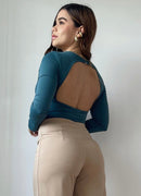 Body Manga Larga Cuello V