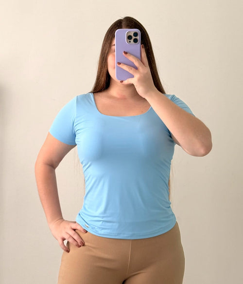 Blusa Manga Cuello Cuadrad Talla Plus