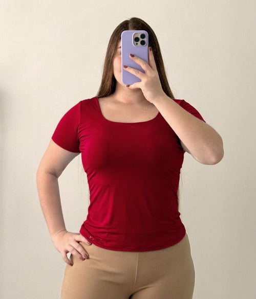 Blusa Manga Cuello Cuadrad Talla Plus