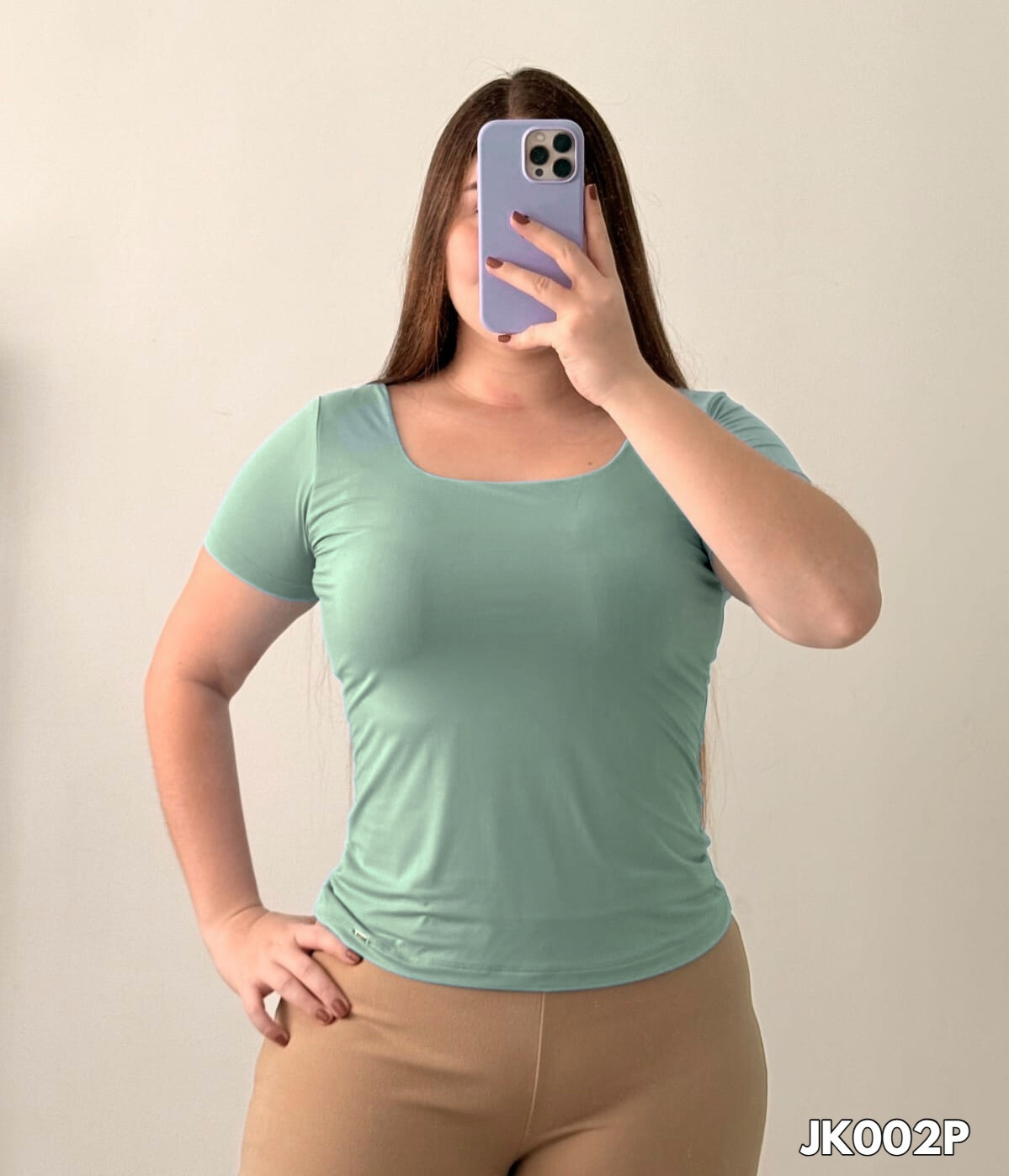 Blusa Manga Cuello Cuadrad Talla Plus