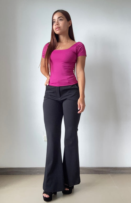 Blusa Manga Corta Escote Cuadrado