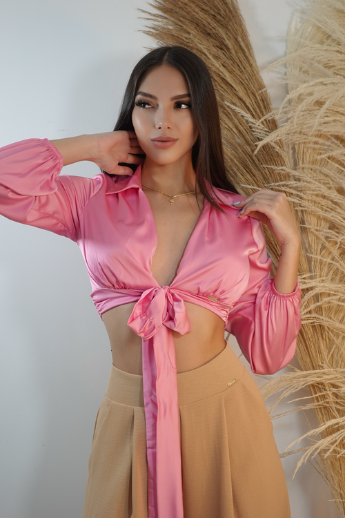 Blusa Manga Larga Amarrar