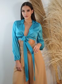 Blusa Manga Larga Amarrar