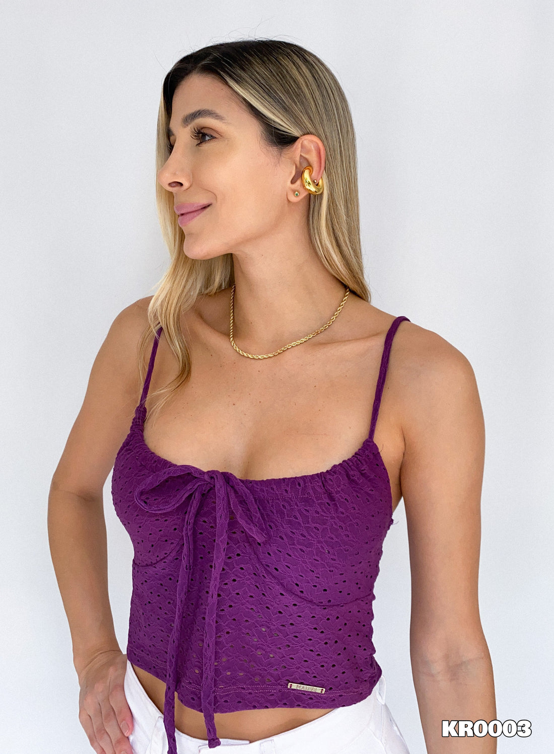 Blusa Tiras Copas Amarrar Hoja Rota