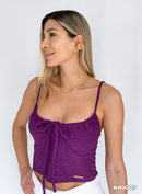 Blusa Tiras Copas Amarrar Hoja Rota