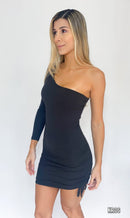 Vestido Corto Una Manga Larga Runche