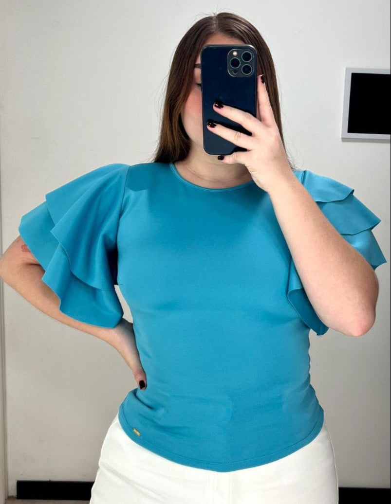 Blusa Manga Corta Bolero Talla Plus
