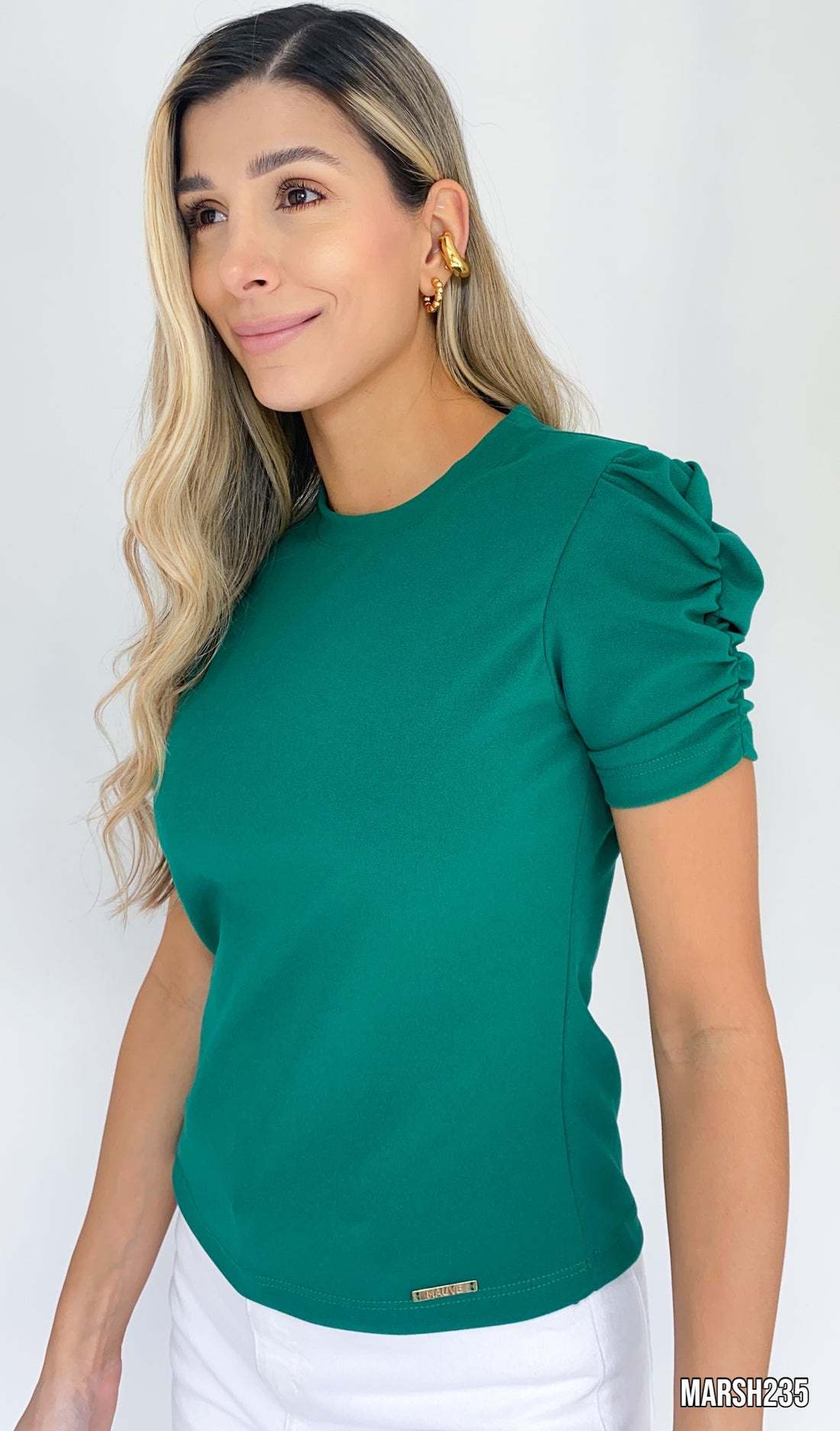 Blusa Cuello Redondo Manga Runche