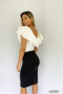 Blusa Manga Sisa Cuello V Con Boleros