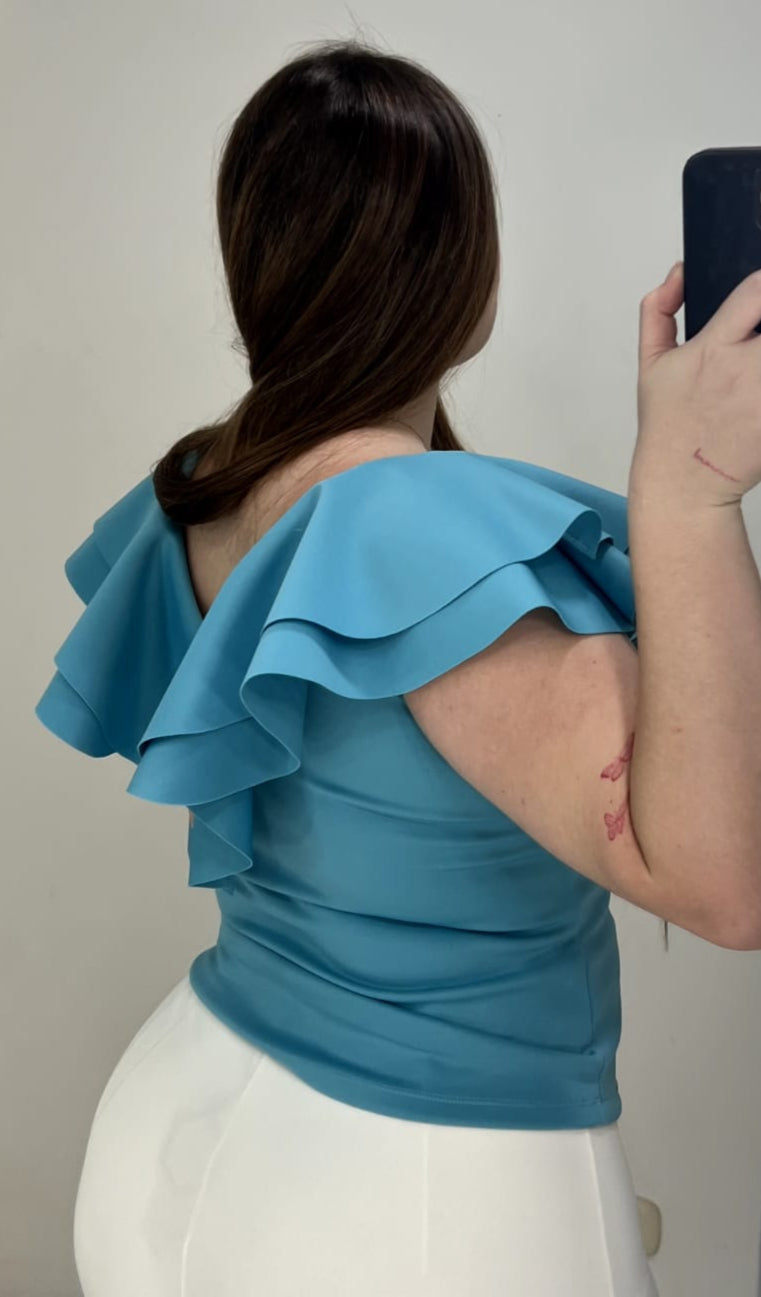 Blusa Manga Sisa Cuello V Con Boleros