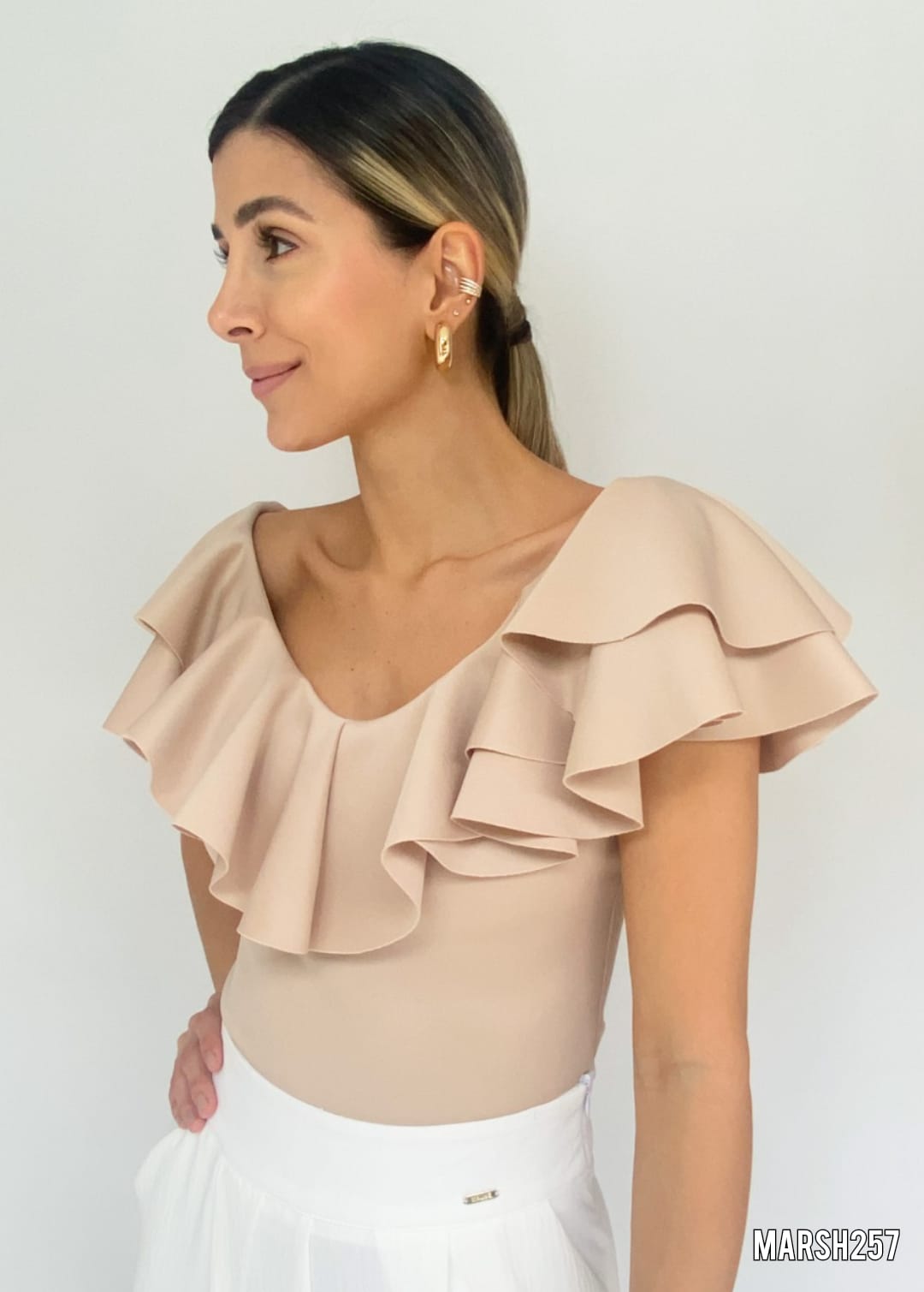 Blusa Manga Sisa Cuello V Con Boleros
