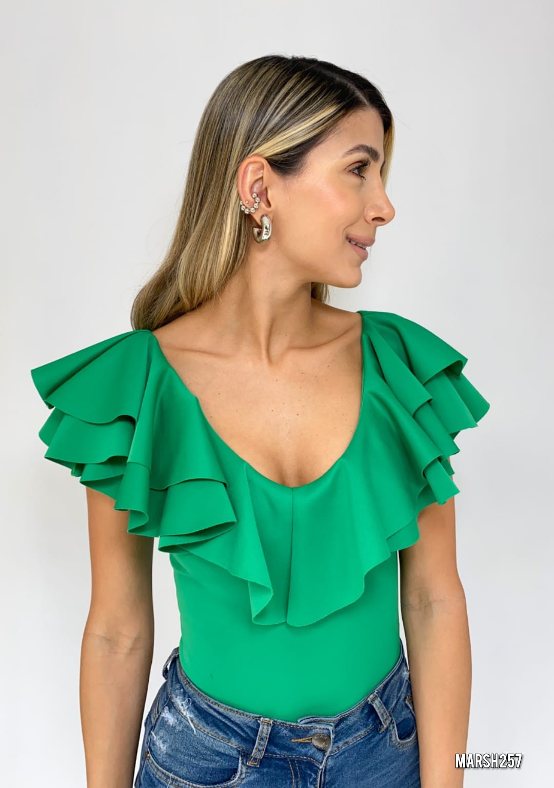 Blusa Manga Sisa Cuello V Con Boleros