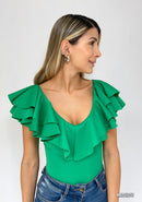 Blusa Manga Sisa Cuello V Con Boleros