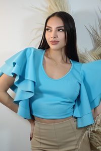 Blusa Corta Cuello V Manga 2Boleros