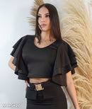Blusa Corta Cuello V Manga 2Boleros