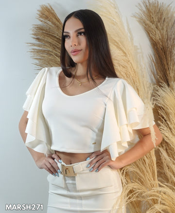 Blusa Corta Cuello V Manga 2Boleros