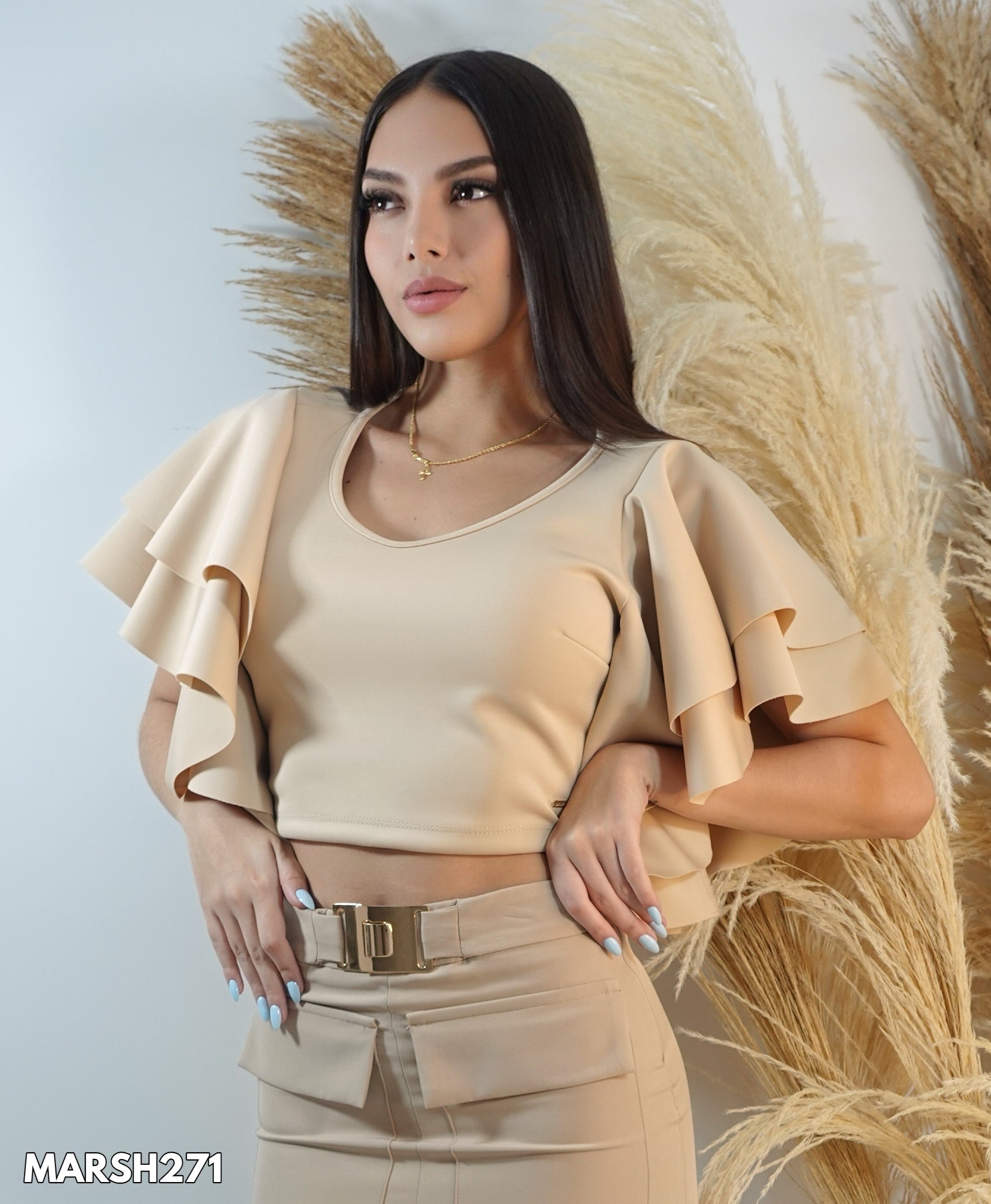 Blusa Corta Cuello V Manga 2Boleros