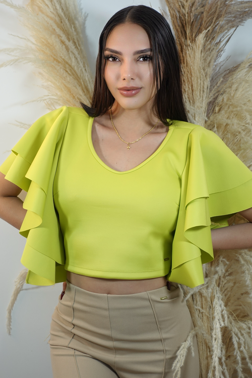 Blusa Corta Cuello V Manga 2Boleros