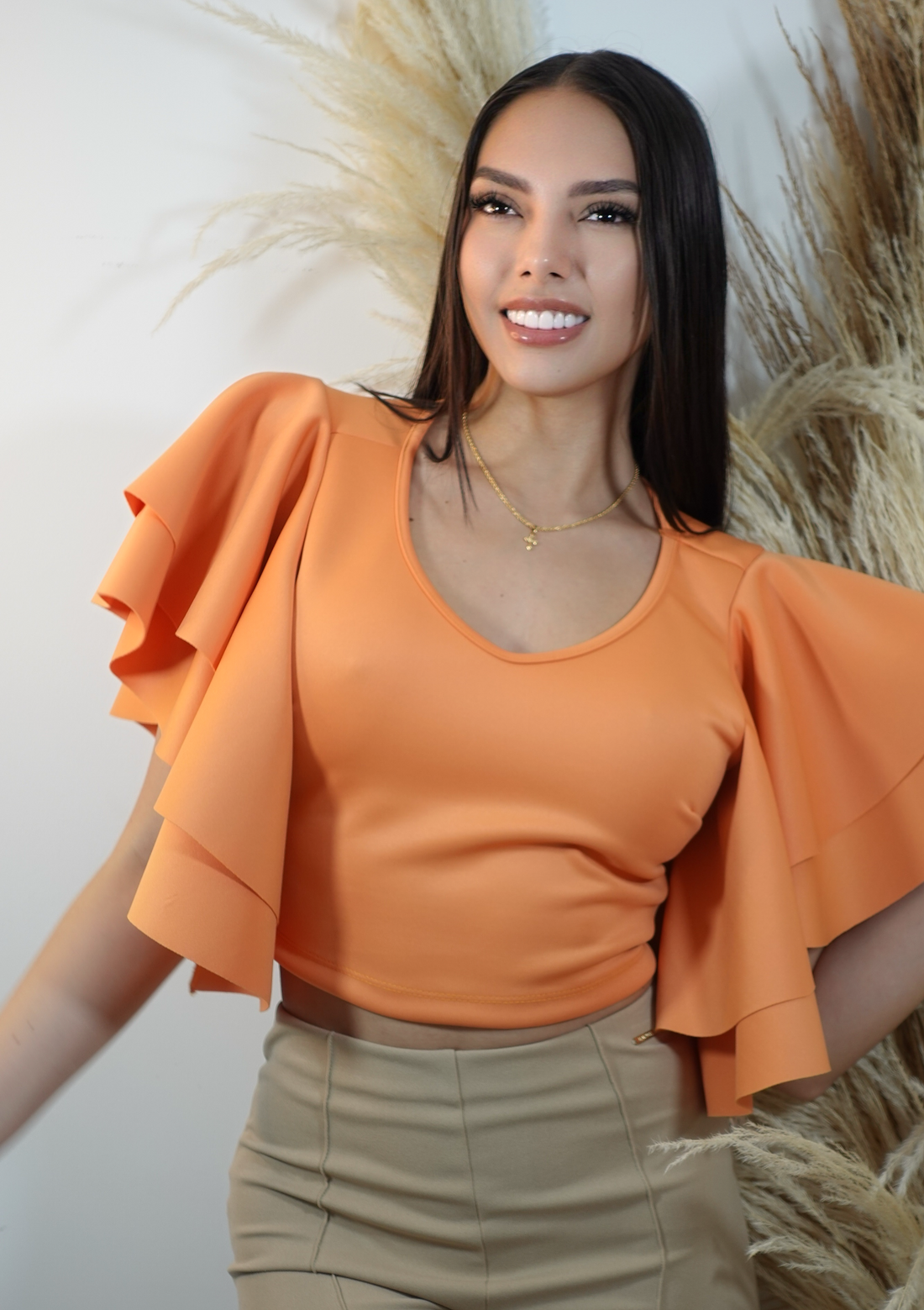 Blusa Corta Cuello V Manga 2Boleros