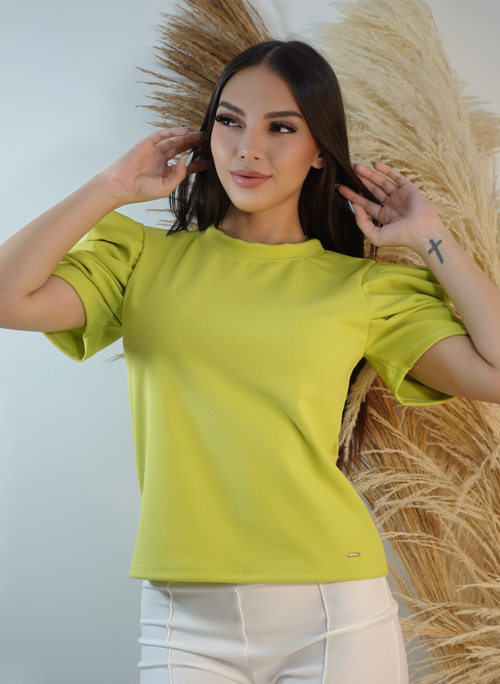 Blusa Manga Bombacha 3/4 Unicolor
