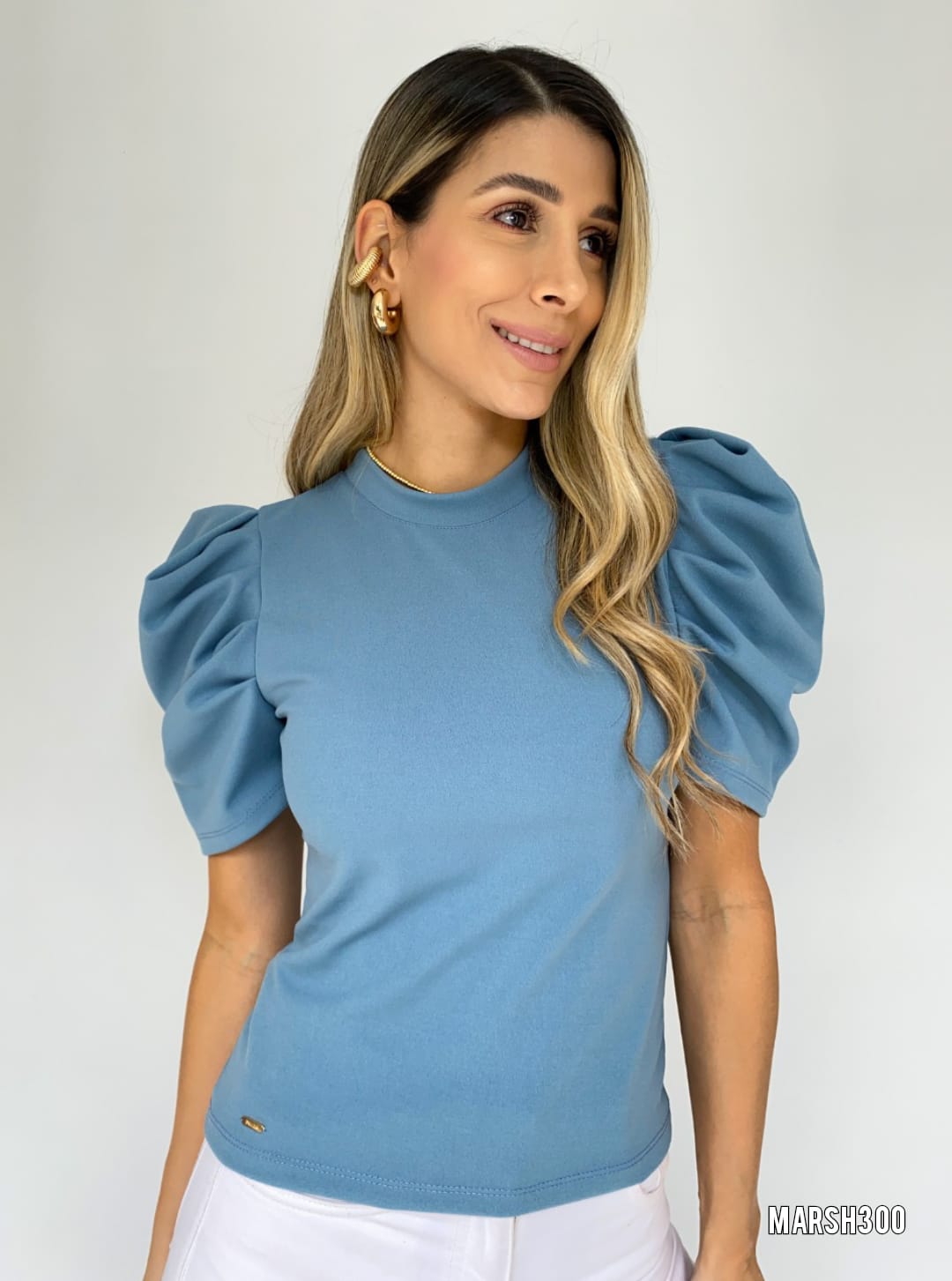 Blusa Manga Bombacha 3/4 Unicolor