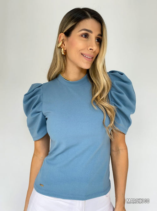 Blusa Manga Bombacha 3/4 Unicolor
