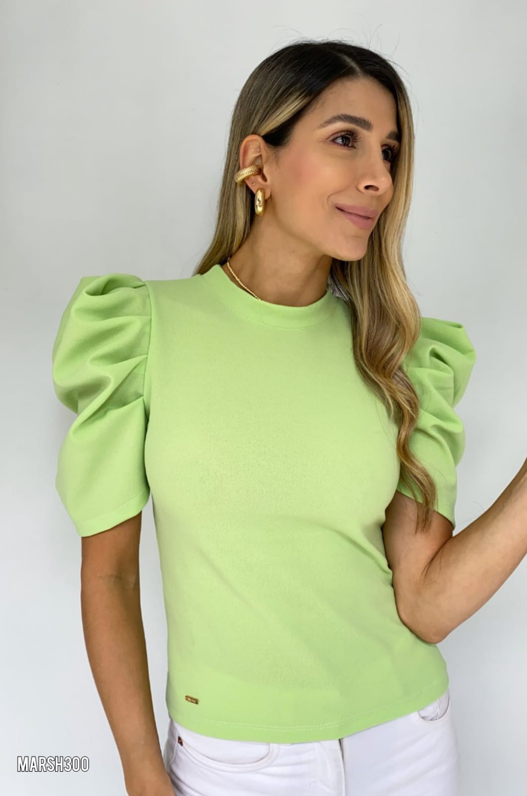 Blusa Manga Bombacha 3/4 Unicolor