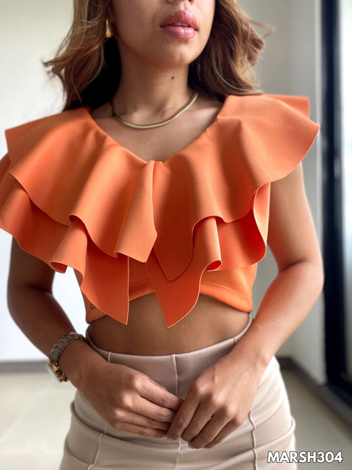 Blusa Corta Cuello V Boleros