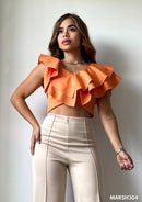 Blusa Corta Cuello V Boleros