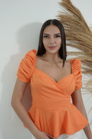 Blusa Manga Bombacha Cruzada Unicolor