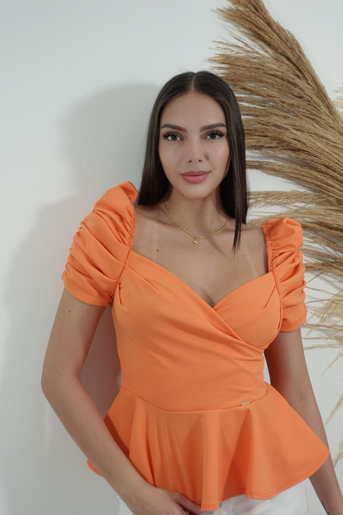 Blusa Manga Bombacha Cruzada Unicolor