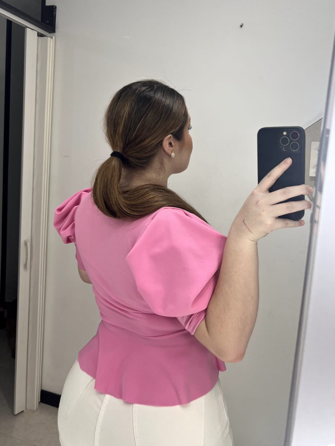 Blusa Manga Globo Cuello V Con Bolero