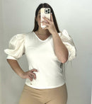 Blusa Scuba Manga Globo En Popelina