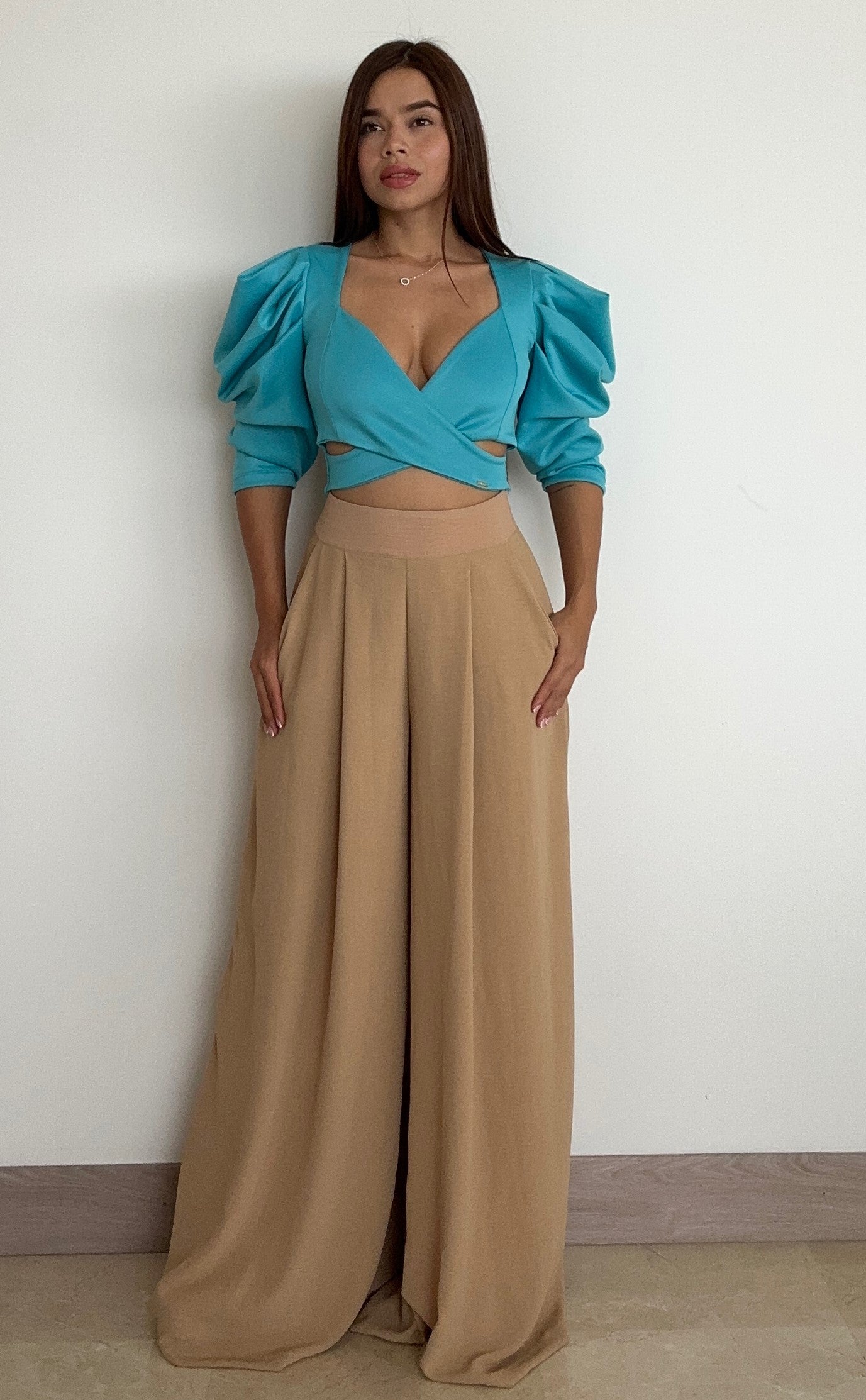 Blusa Cruzada Manga Bombacha