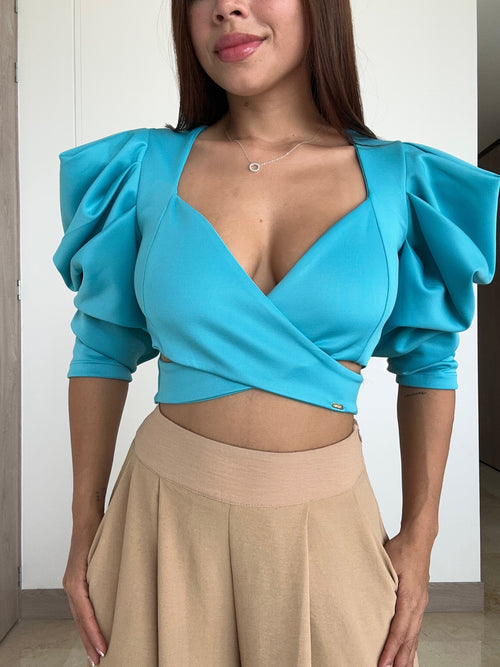Blusa Cruzada Manga Bombacha