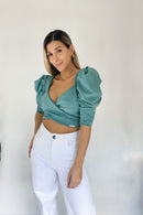 Blusa Cruzada Manga Bombacha