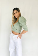 Blusa Cruzada Manga Bombacha
