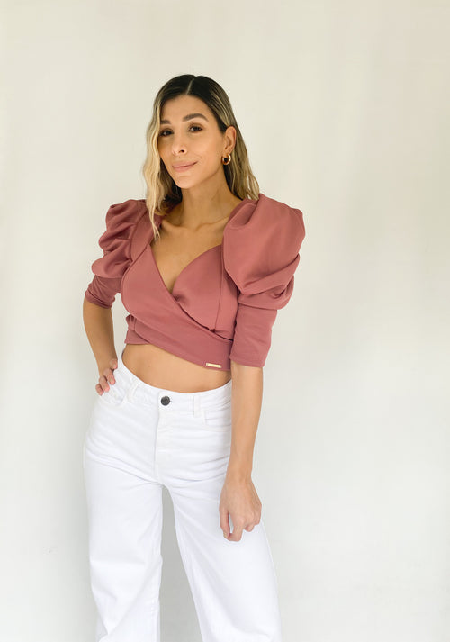 Blusa Cruzada Manga Bombacha