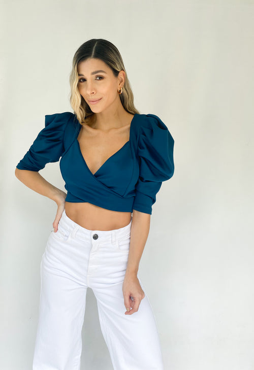 Blusa Cruzada Manga Bombacha