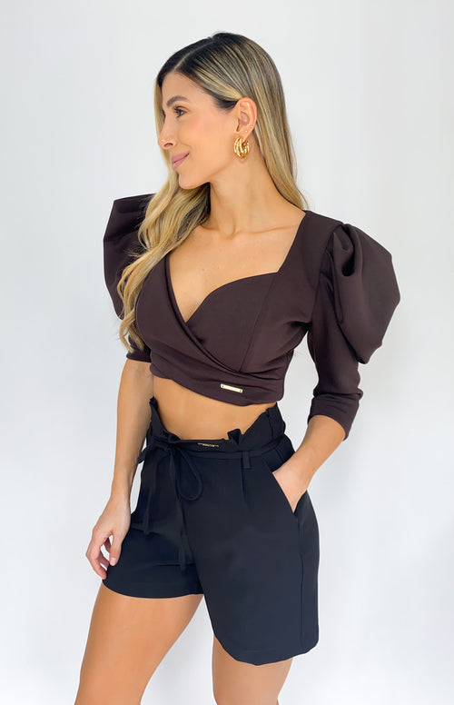 Blusa Cruzada Manga Bombacha