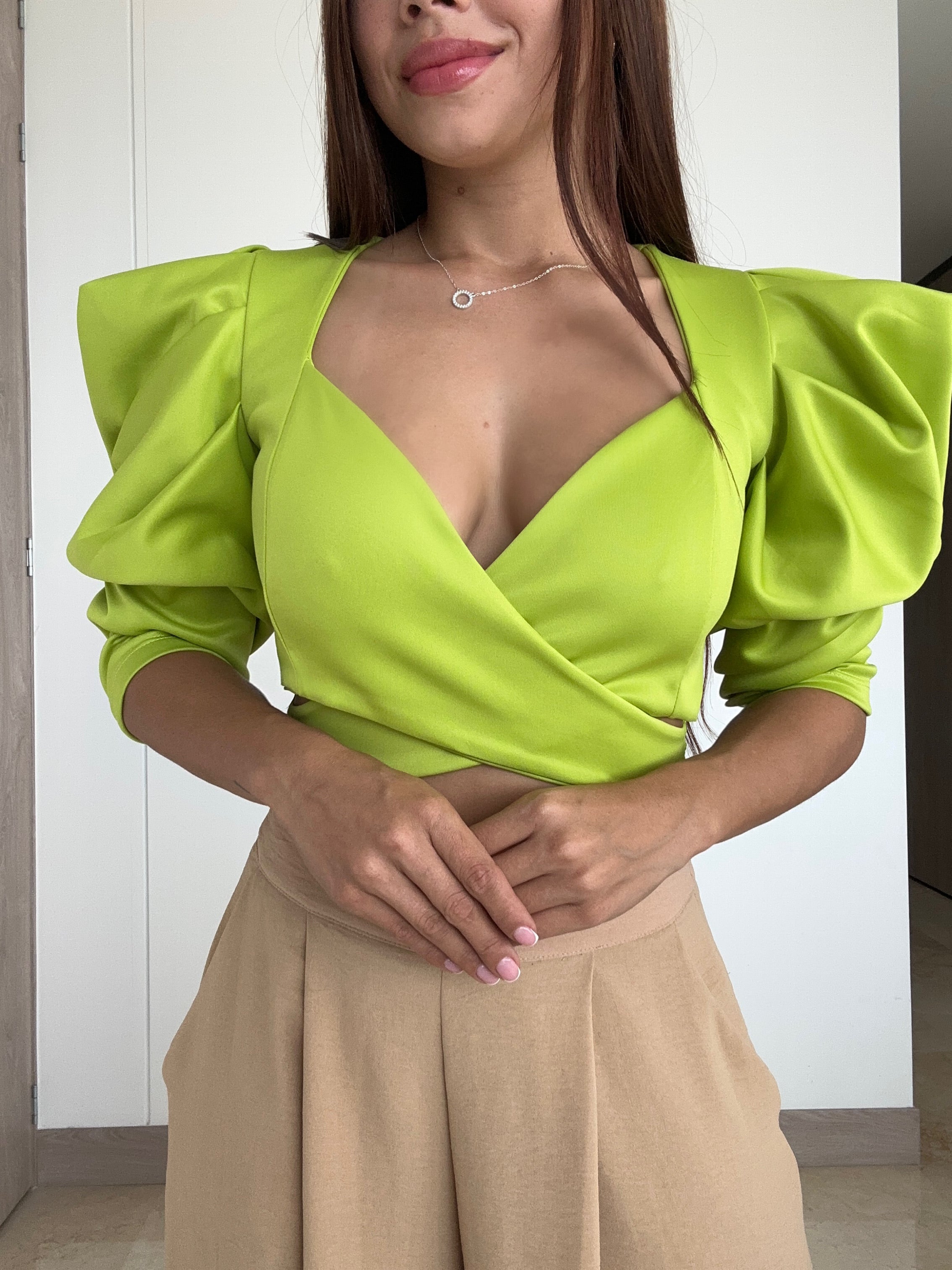 Blusa Cruzada Manga Bombacha