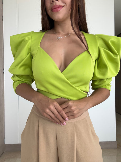 Blusa Cruzada Manga Bombacha