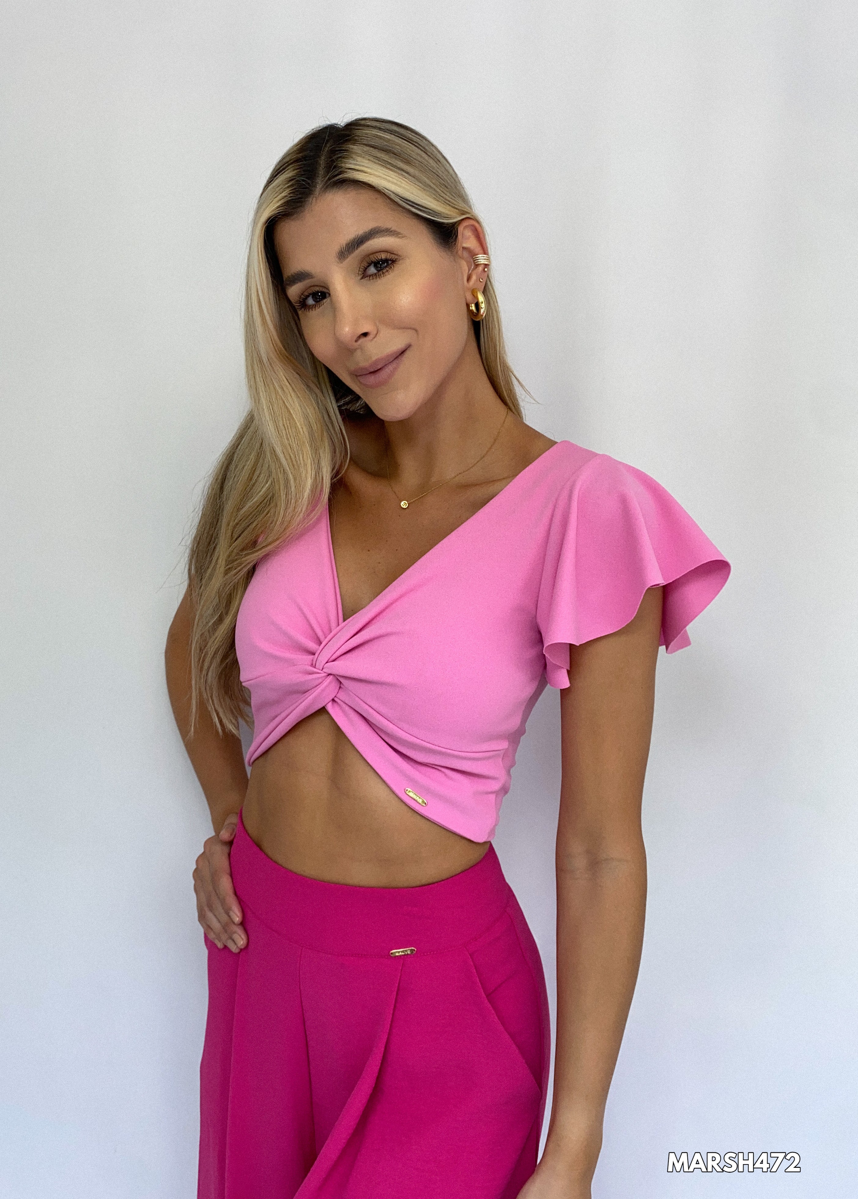 Blusa Cruzada Nudo Manga Sisa