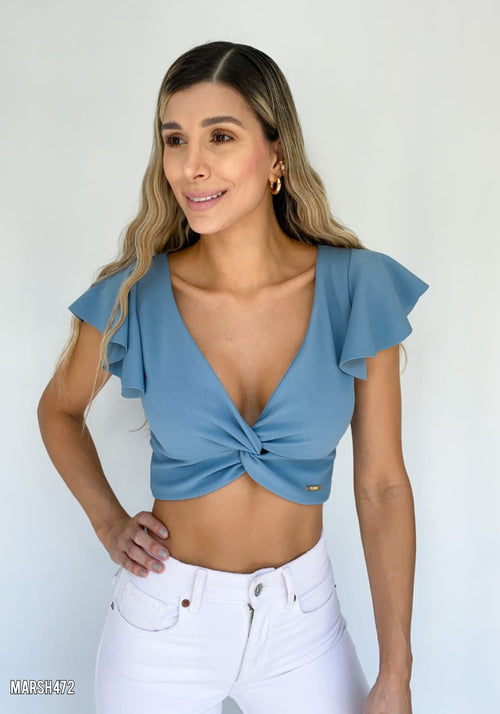 Blusa Cruzada Nudo Manga Sisa