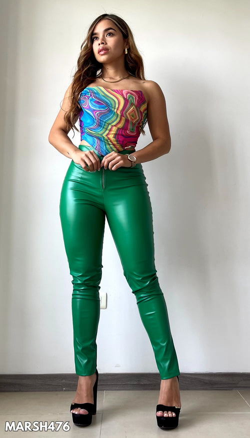 Leggis Cuerina Cierre Bota Tubo