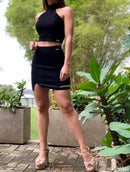 Conjunto falda blusa cuello alto