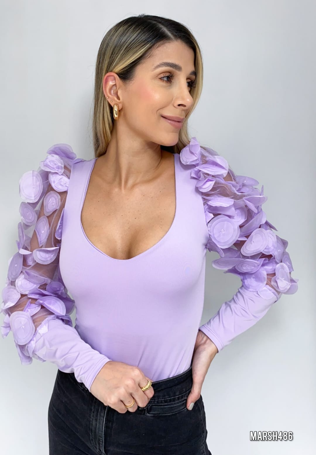 Body Manga Larga Tull Circulos