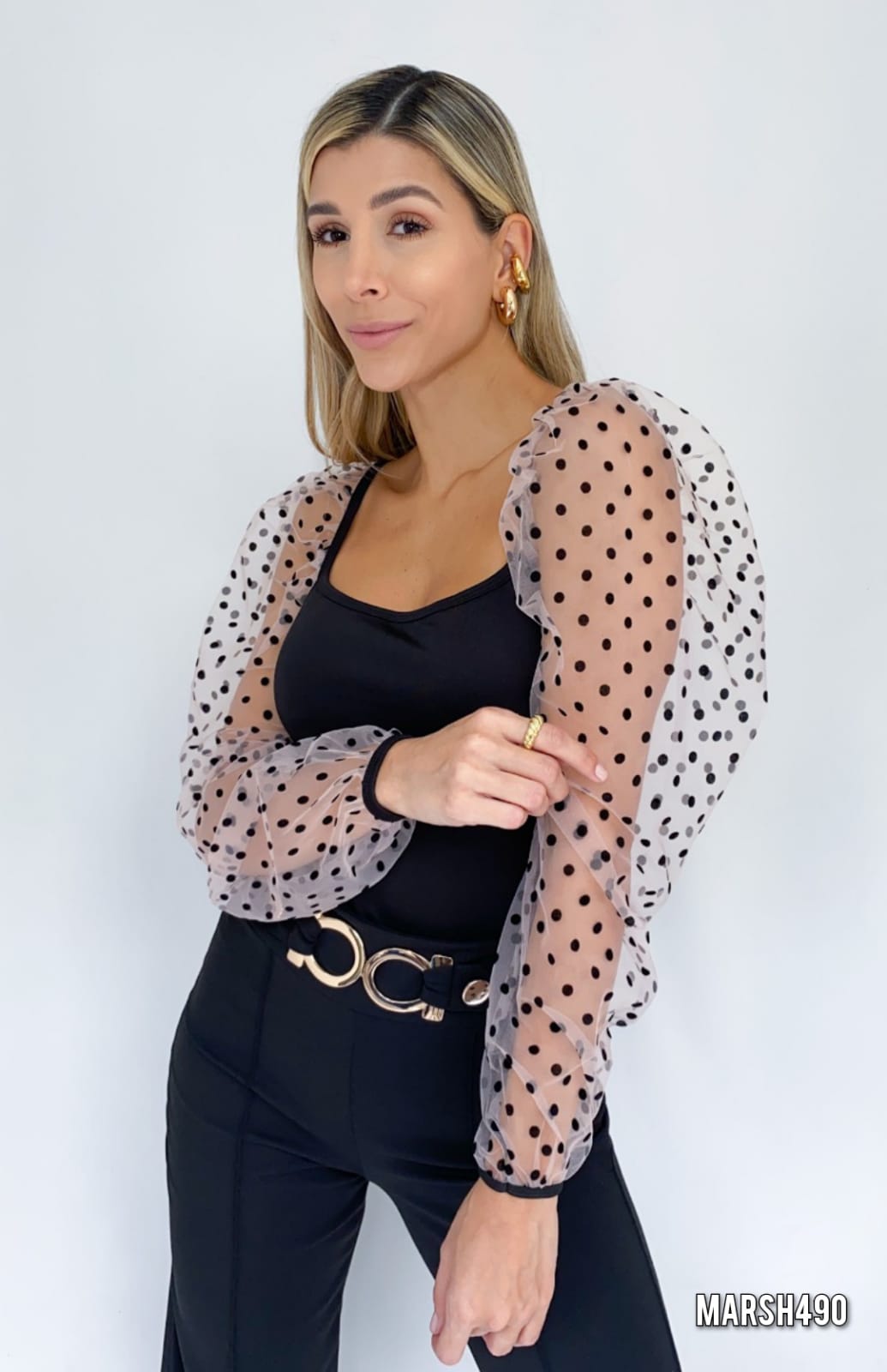 Blusa manga mallatex con pepas