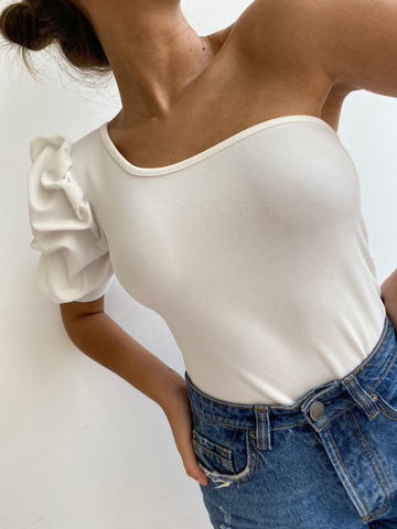 Blusa Crepe Asimetrica Corta Puno