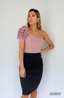 Blusa Crepe Asimetrica Corta Puno
